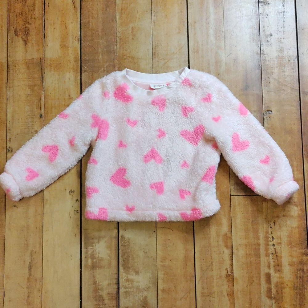Cat & Jack sweatshirt 3T pink hearts fleece winter spring warm